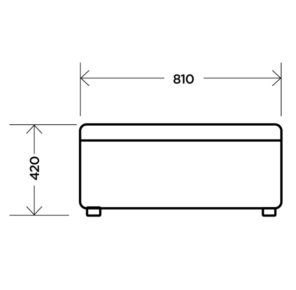 Банкетка двухместная, экокожа черный