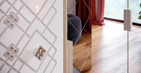 Комод Амели Дуб Сонома Светлый/Белый Глянец (Ш-800 х В-882 х Г-453 мм)