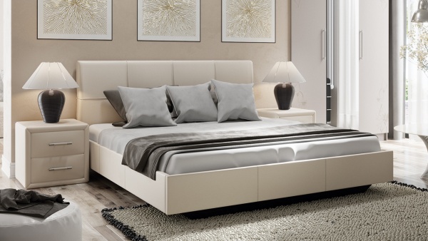 Спальный Гарнитур Элвис №2 Бежевый (Шкаф+Кровать+Тумбы Прикроватные-2шт)