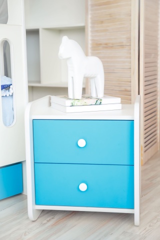 Тумба Прикроватная Сказка Белая +Цвет Фасада на Выбор/Д-444 мм x Ш-500 мм х В-450 мм