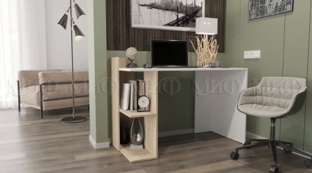 Компьютерный Стол  Моника №10 Дуб Сонома/Белый /Ш-1200 x В-850 x Г-573 мм